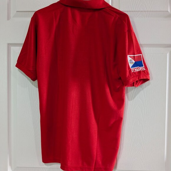 5 Parrots Men's Red Polo Shirt, Size L, St. Maarten Flag, Embroidered, NWT - Picture 8 of 13